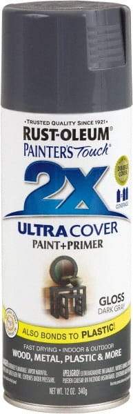 Rust-Oleum - Dark Gray, Gloss, Enamel Spray Paint - 8 Sq Ft per Can, 12 oz Container, Use on Multipurpose - All Tool & Supply