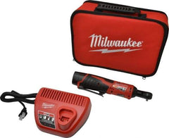 Milwaukee Tool - 1/4" Drive 12 Volt Inline Cordless Impact Wrench & Ratchet - 250 RPM, 30 Ft/Lb Torque, 1 Lithium-Ion Battery Included - All Tool & Supply