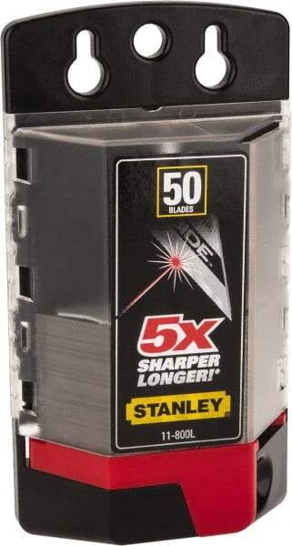 Stanley - 50 Piece Carbide-Tipped Utility Knife Blade - 61mm OAL, 0.022" Blade Thickness - All Tool & Supply