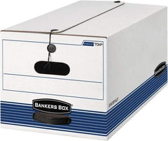 BANKERS BOX - 1 Compartment, 12 Inch Wide x 24 Inch Deep x 10 Inch High, File Storage Box - 1 Ply Side, 2 Ply Bottom, 2 Ply End, White and Blue - All Tool & Supply