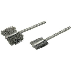 Brush Research Mfg. - 9/32" Diam Flat Steel Tube Brush - 0.003" Filament Diam, 9/16" Brush Length, 2-1/4" OAL, 0.093" Diam Steel Shank - All Tool & Supply