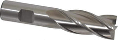 Cleveland - 7/8", 1-7/8" LOC, 3/4" Shank Diam, 4-1/8" OAL, 4 Flute, High Speed Steel Square End Mill - Single End, Uncoated, Spiral Flute, 30° Helix, Centercutting, Right Hand Cut, Right Hand Flute, Series HG-4C - All Tool & Supply