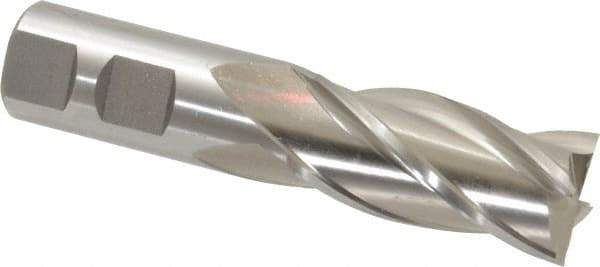 Cleveland - 15/16", 1-7/8" LOC, 7/8" Shank Diam, 4-1/8" OAL, 4 Flute, High Speed Steel Square End Mill - Single End, Uncoated, Spiral Flute, 30° Helix, Centercutting, Right Hand Cut, Right Hand Flute, Series HG-4C - All Tool & Supply