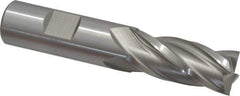 Cleveland - 23/32", 1-5/8" LOC, 3/4" Shank Diam, 3-7/8" OAL, 4 Flute, High Speed Steel Square End Mill - Single End, Uncoated, Spiral Flute, 30° Helix, Centercutting, Right Hand Cut, Right Hand Flute, Series HG-4C - All Tool & Supply