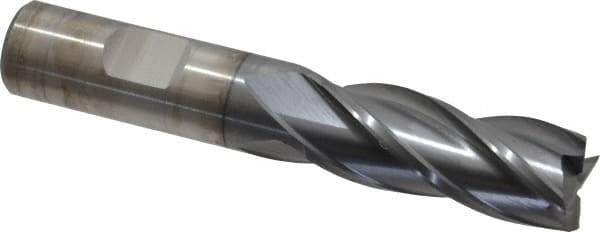 Cleveland - 21/32", 1-5/8" LOC, 5/8" Shank Diam, 3-3/4" OAL, 4 Flute, High Speed Steel Square End Mill - Single End, TiCN Finish, Spiral Flute, 30° Helix, Centercutting, Right Hand Cut, Right Hand Flute, Series HG-4C - All Tool & Supply