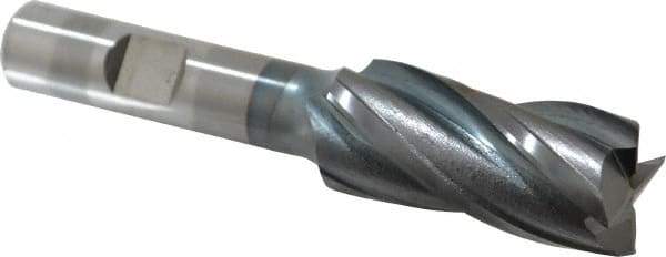 Cleveland - 3/4", 1-5/8" LOC, 1/2" Shank Diam, 3-3/8" OAL, 4 Flute, High Speed Steel Square End Mill - Single End, TiCN Finish, Spiral Flute, 30° Helix, Centercutting, Right Hand Cut, Right Hand Flute, Series HG-4C - All Tool & Supply