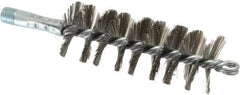 Schaefer Brush - 4-1/2" Brush Length, 1-3/4" Diam, Double Stem, Single Spiral Tube Brush - 7-1/4" Long, Stainless Steel, 1/4" NPSM Male Connection - All Tool & Supply