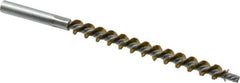 Schaefer Brush - 4" Brush Length, 3/8" Diam, Double Stem, Single Spiral Tube Brush - 6-1/4" Long, Brass, 12-24 Female Connection - All Tool & Supply