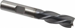 Cleveland - 7/16", 1" LOC, 3/8" Shank Diam, 2-11/16" OAL, 4 Flute, High Speed Steel Square End Mill - Single End, TiCN Finish, Spiral Flute, 30° Helix, Left Hand Cut, Left Hand Flute, Series HG-4LL - All Tool & Supply