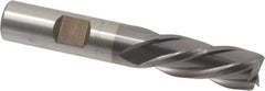 Cleveland - 1/2", 1-1/4" LOC, 1/2" Shank Diam, 3-1/4" OAL, 4 Flute, High Speed Steel Square End Mill - Single End, TiCN Finish, Spiral Flute, 30° Helix, Left Hand Cut, Left Hand Flute, Series HG-4LL - All Tool & Supply