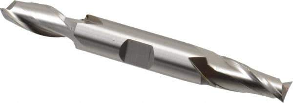 Cleveland - 17/32", 1-1/8" LOC, 5/8" Shank Diam, 5" OAL, 2 Flute, High Speed Steel Square End Mill - Double End, Uncoated, Spiral Flute, 30° Helix, Centercutting, Right Hand Cut, Right Hand Flute, Series HD-2 - All Tool & Supply