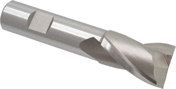 Cleveland - 1", 1-1/2" LOC, 3/4" Shank Diam, 4-1/8" OAL, 2 Flute, High Speed Steel Square End Mill - Single End, Uncoated, Spiral Flute, 30° Helix, Centercutting, Right Hand Cut, Right Hand Flute, Series HG-2 - All Tool & Supply