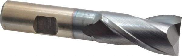 Cleveland - 13/16", 1-1/2" LOC, 5/8" Shank Diam, 4" OAL, 2 Flute, High Speed Steel Square End Mill - Single End, TiCN Finish, Spiral Flute, 30° Helix, Centercutting, Right Hand Cut, Right Hand Flute, Series HG-2 - All Tool & Supply