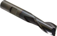 Cleveland - 37/64", 1-1/8" LOC, 1/2" Shank Diam, 3-3/8" OAL, 2 Flute, High Speed Steel Square End Mill - Single End, TiCN Finish, Spiral Flute, 30° Helix, Centercutting, Right Hand Cut, Right Hand Flute, Series HG-2 - All Tool & Supply