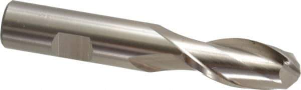 Cleveland - 5/8" Diam, 1-3/8" LOC, 2 Flute High Speed Steel Ball End Mill - Uncoated, Single End, 3-1/4" OAL, 5/8" Shank Diam, Spiral Flute - All Tool & Supply