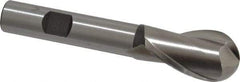 Cleveland - 3/4" Diam, 1-5/16" LOC, 2 Flute High Speed Steel Ball End Mill - Uncoated, Single End, 3-5/8" OAL, 1/2" Shank Diam, Spiral Flute - All Tool & Supply