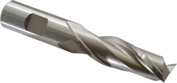 Cleveland - 3/4", 2-1/4" LOC, 3/4" Shank Diam, 5-1/4" OAL, 2 Flute, High Speed Steel Square End Mill - Single End, Uncoated, Spiral Flute, 30° Helix, Centercutting, Right Hand Cut, Right Hand Flute, Series HG-2 - All Tool & Supply