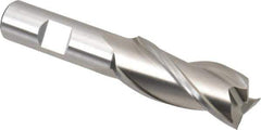 Cleveland - 13/16", 1-7/8" LOC, 5/8" Shank Diam, 4" OAL, 3 Flute, High Speed Steel Square End Mill - Single End, Uncoated, Spiral Flute, 30° Helix, Centercutting, Right Hand Cut, Right Hand Flute, Series HG-3 - All Tool & Supply