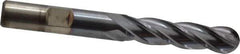 Cleveland - 3/8" Diam, 3/4" LOC, 4 Flute High Speed Steel Ball End Mill - TiCN Finish, Single End, 2-1/2" OAL, 3/8" Shank Diam, Spiral Flute - All Tool & Supply