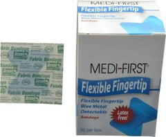 Medique - Fingertip Bandage Self-Adhesive Bandage - Blue, Woven Fabric Bandage, Metal Detectable - All Tool & Supply