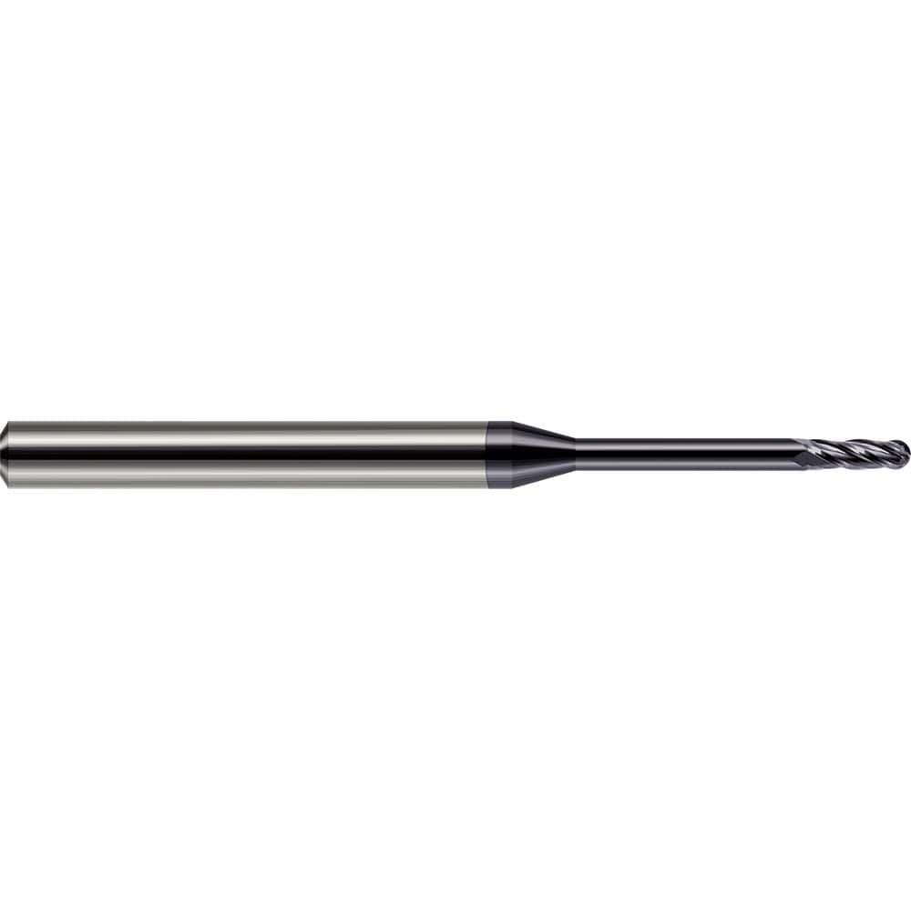 Harvey Tool - Ball End Mills; Mill Diameter (mm): 0.80 ; Mill Diameter (Inch): 1/32 ; Mill Diameter (Decimal Inch): 0.0310 ; Number of Flutes: 4 ; Length of Cut (Inch): 3/32 ; Length of Cut (Decimal Inch): 0.0930