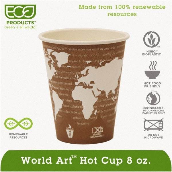 ECO PRODUCTS - World Art Renewable Compostable Hot Cups, 8 oz, 50/PK, 20 PK/CT - Plum - All Tool & Supply