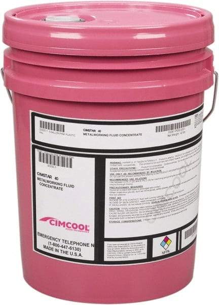 Cimcool - Cimstar 40, 5 Gal Pail Cutting & Grinding Fluid - Semisynthetic, For Drilling, Grinding, Milling, Turning - All Tool & Supply