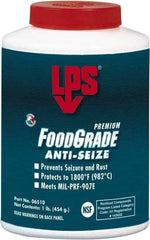 LPS - 1 Lb Brush Top Food Grade Anti-Seize Lubricant - Metal Free, -1,800°F, Opaque Off-White, Food Grade - All Tool & Supply