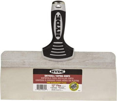 Hyde Tools - 12" Wide Spring Blade Stainless Steel Taping Knife - Flexible, Soft Grip Plastic Overmold Handle, 10-1/2" OAL - All Tool & Supply