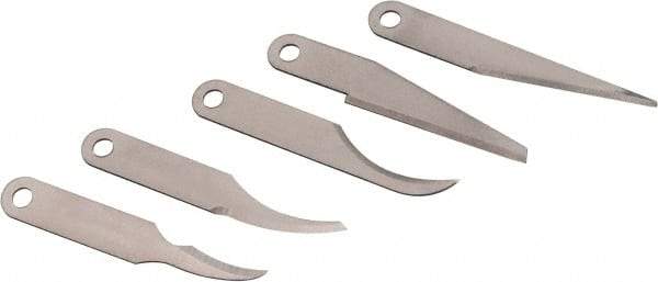 Excel - 5 Piece Steel Hobby Blade - 2-5/16" OAL, 0.031" Blade Thickness - All Tool & Supply