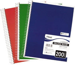 Mead - 200 Sheet, 8-1/2 x 11", College Ruled Spiral Bound Notebook - Assorted Colors - All Tool & Supply