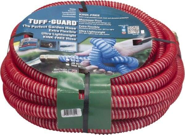 JGB Enterprises - 50' Long Garden Hose - 5/8" Diam, 5/8" GHT, Polypropylene, 100 psi, Hot Water Compatible, All Season, Red - All Tool & Supply