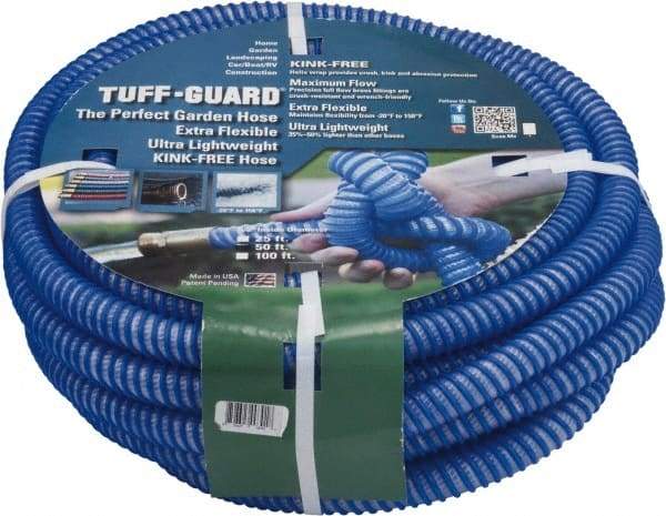 JGB Enterprises - 25' Long Garden Hose - 5/8" Diam, 5/8" GHT, Polypropylene, 100 psi, Hot Water Compatible, All Season, Blue - All Tool & Supply