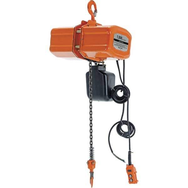 Vestil - 1/2 Ton Capacity, 17 FPM Lift Speed, 110 Volt, Electric Chain Hoist - 1.08 Output hp, 15' Max Lift - All Tool & Supply