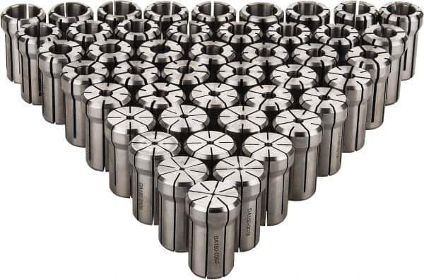 Parlec - 45 Piece, 1/16" to 3/4" Capacity, Double Angle Collet Set - Series DA180 - Exact Industrial Supply