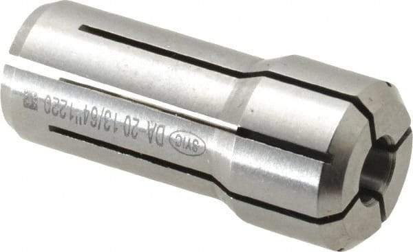 Parlec - 13/64 Inch, 3/16 to 13/64 Inch Collet Capacity, Series DA200 Double Angle Collet - 1-3/16 Inch Overall Length, 0.539 Inch Overall Diameter - Exact Industrial Supply