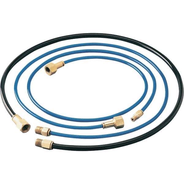 Dynabrade - 1/4" ID x 3/8" OD 6' Long Hose - Female/Male Ends, 90 Working psi, 1/4" Fitting, Black & Blue - All Tool & Supply