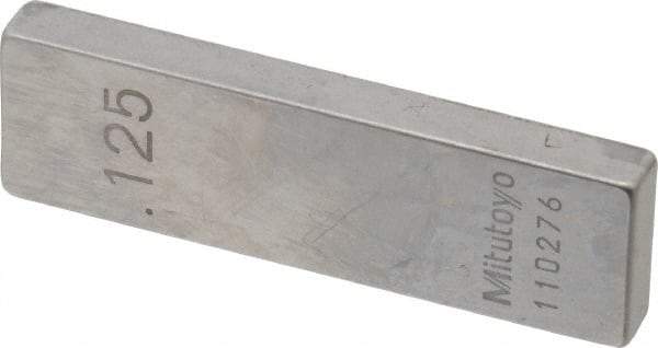 Mitutoyo - 0.125" Rectangular Steel Gage Block - Accuracy Grade 0, Includes Certificate of Inspection - All Tool & Supply