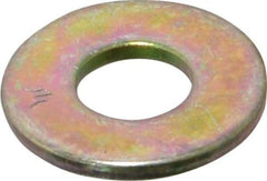 Value Collection - 1/4" Screw, Grade SAE 1035-1050 Alloy Steel USS Flat Washer - 0.307" ID x 0.749" OD, 0.08" Thick, Zinc Yellow Dichromate Finish - All Tool & Supply