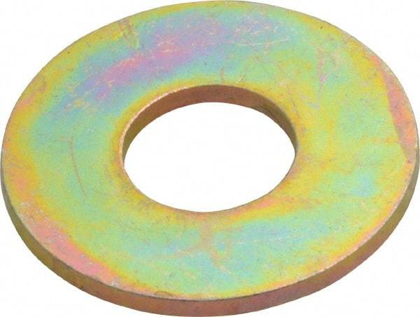 Value Collection - 7/16" Screw, Grade SAE 1035-1050 Alloy Steel USS Flat Washer - 0.495" ID x 1.28" OD, 0.104" Thick, Zinc Yellow Dichromate Finish - All Tool & Supply