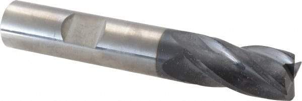 SGS - 1/2" Diam, 0.02" Radius, 1" Length of Cut, 4 Flute, Solid Carbide, Corner Radius End Mill - AlTiN Coated, Single End, 3" Overall Length, 1/2" Shank Diam, Spiral Flute, 30° Helix, Centercutting - All Tool & Supply