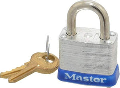 Master Lock - 9/16" Shackle Clearance, Keyed Different Padlock - 1/2" Shackle Width, 3/16" Shackle Diam, Brass - All Tool & Supply