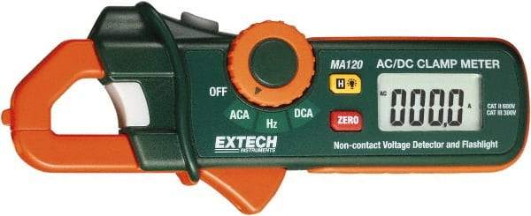 Extech - MA120, CAT II, Digital Average Responding Auto Ranging Clamp Meter with 0.7" Clamp On Jaws - 200 AC/DC Amps, Measures Current, Frequency - All Tool & Supply