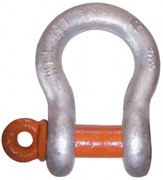 CM - 3/4" Nominal Chain Size, 6.5 Ton Carbon Steel Screw Anchor Shackle - 31/32" Diam, 7/8" Pin Diam, 1-1/4" Wide Inside Jaw, 1-3/4" Inside Width - All Tool & Supply