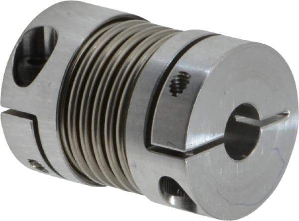 Lovejoy - 1/4" Max Bore Diam, Flexible Bellows Clamp Coupling - 0.984" OD, 1.023" OAL, Aluminum Hub with Stainless Steel Bellows - All Tool & Supply