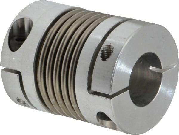 Lovejoy - 5/8" Max Bore Diam, Flexible Bellows Clamp Coupling - 1.28" OD, 1.614" OAL, Aluminum Hub with Stainless Steel Bellows - All Tool & Supply