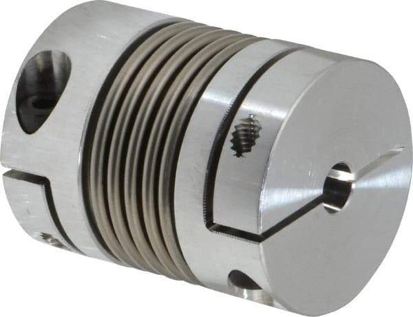 Lovejoy - 1/4" Max Bore Diam, Flexible Bellows Clamp Coupling - 1.28" OD, 1.614" OAL, Aluminum Hub with Stainless Steel Bellows - All Tool & Supply