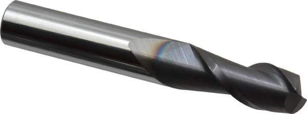 Accupro - 3/8", 2 Flute, Single End, Solid Carbide, 0.03" Corner Radius End Mill - 2-1/2" OAL, 40° Helix, Right Hand Flute, 7/8" LOC, Right Hand Cut - All Tool & Supply