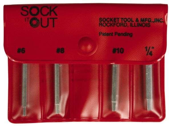 Sock It Out - 4 Piece Button Head Cap Screw Extractor Set - Screw Range #6 to 1/4" - All Tool & Supply