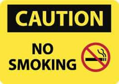 NMC - "Caution - No Smoking", 10" Long x 14" Wide, Aluminum Safety Sign - Rectangle, 0.04" Thick, Use for Accident Prevention - All Tool & Supply